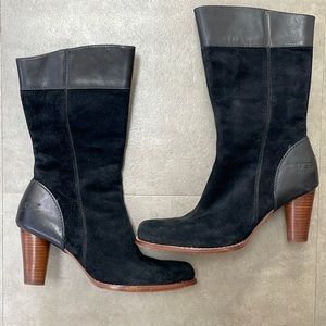 Black Suede & Leather Heeled Ugg Boots 8